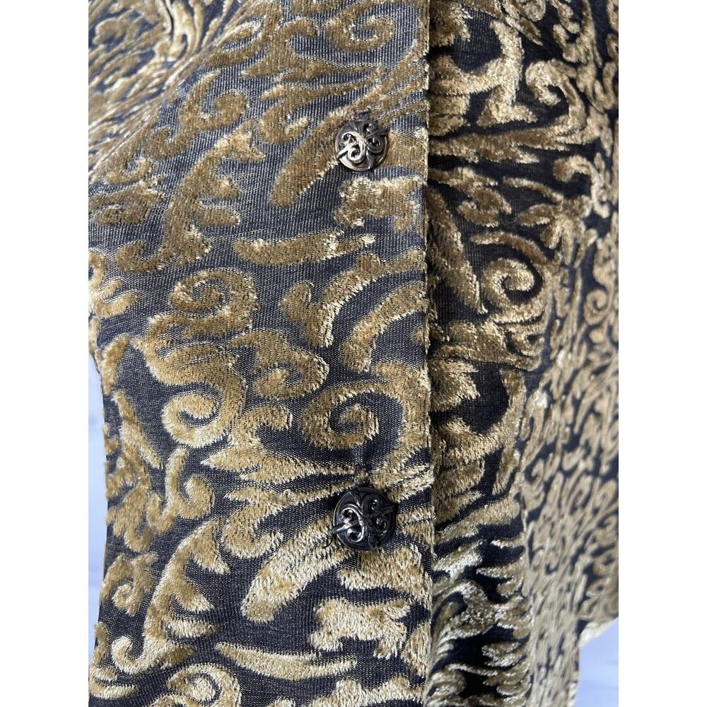 Diane Von Furstenberg Womens Large Black Gold Baroque Jacquard Shirt USA 2286 - Picture 9 of 10